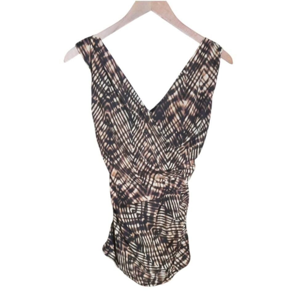 Lands End Womens One Piece Swimsuit Surplice Neckline Slimming Technology Size 8